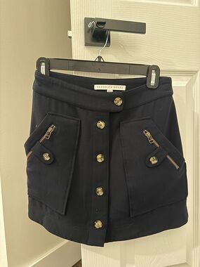 Veronica Beard Button-Front Mini Skirt